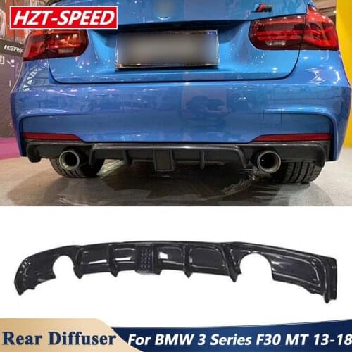 Carbon Fiber Material 2 Exhaust Muffer Pipes Style Rear Bumper Lip Diffuser For BMW 3 Series F30 F35 MT Car Tuning 2013-2018