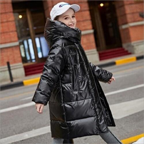 Fashion Glossy Down Coat Thicken Warm Hooded Parka Children Oversize Outerwear For Girls Kids Winter Down Jackets For Girl 4-16Y