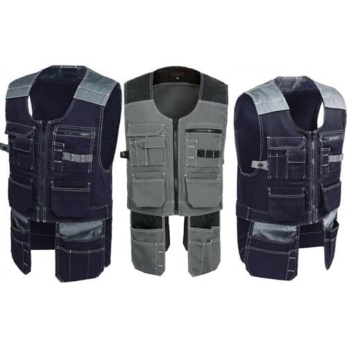 Fashion Casual Men Tops Mens Workwear Multi-Pockets Work Tool Vests Waistcoat Jacket Outdoor Size S-2Xl Sleeveless