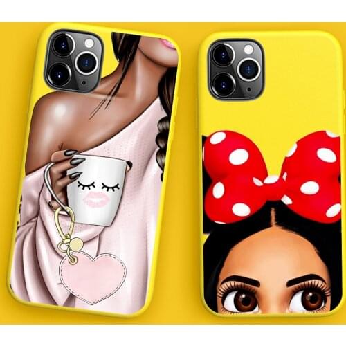 Hot Afro Make Money Cash Girl Coffee fashion Phone Case for IPhone 12 11 Pro XS Max 12 Mini XR 6 S 6S 7 8 Plus Candy Funda Cover