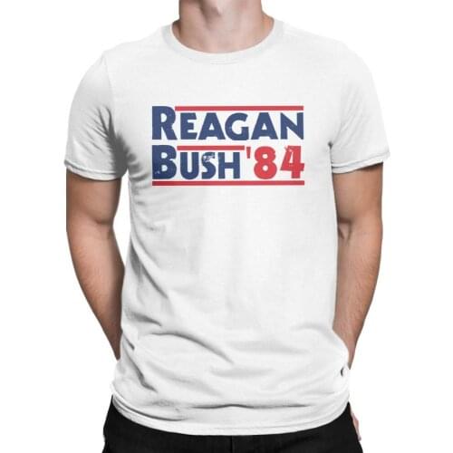 Printed Men T Shirt Reagan Bush '84 Vintage Tops Tees Short Sleeve Conservative Republican GOP O Neck Clothes Cotton T-Shirt