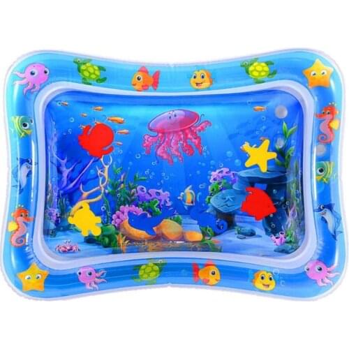 C5AA Sea Animal Print Baby Inflatable Play Mat Infant Toy for Newborn Boy Girl Water Entertainment Playing Swimming Supplies