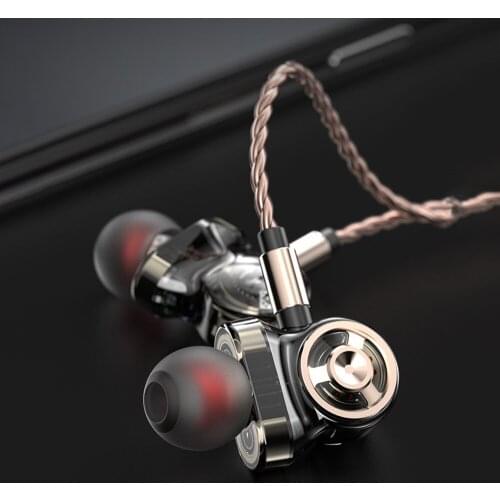 Six Cores Three Moving Coils 3.5mm Earphone Subwoofer In-Ear Earbuds HIFI Stereo Bass Earphone With Mic Waterproof Sport Headset