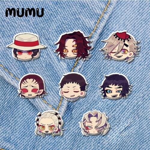 2021 New Anime Demon Slayer Kibutsuji Muzan Lapel Pin Kokushibou Acrylic Brooches Handmade Epoxy Jewelry Shirt Bag Badge