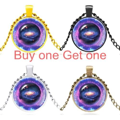 Charm Milky Way Glass Dome Gold Pendant Necklace Men Women High Quality Fashion Jewelry Accessories Gifts