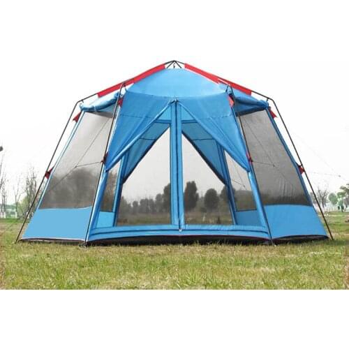 Genuine UV Hexagonal Outdoor Beach Double Layer Shade Tent Hexagonal Hardcore Fishing Tent Large Space Garden Pergola With Mat