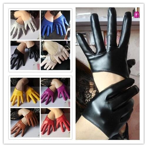 New arrival Women faux pu leather full finger gloves pu leather half palm gloves sexy motorcycle gloves ladys driving gloves