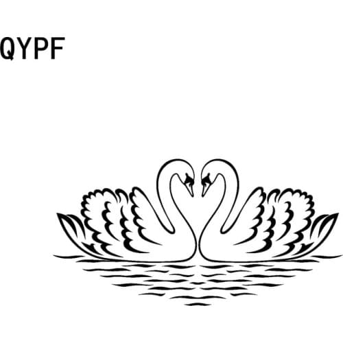 QYPF 20cm*10.2cm Funny Swans Birds Love Vinyl Decoration Car Sticker Decal Black Silver Graphical C15-1088