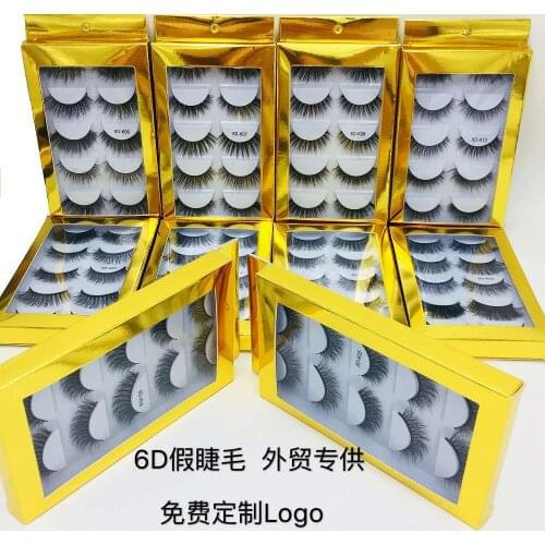 Mink Eyelashes 5 Pairs of Handmade 6d Mink Lashes Extended Beauty Makeup False Eyelashes Customization Logo Natural Mink Hair