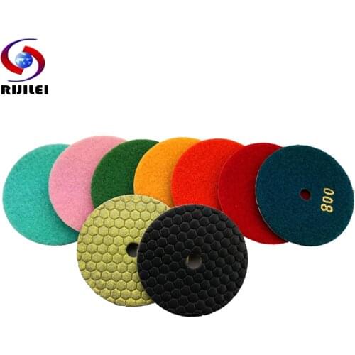 RIJILEI 8 Pcs/Lot 4 Inch Dry Polishing Pad 100 MM Marble Polishing Pads Diamond Polishing Pads Use for Floor Granite