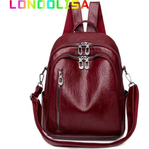 Multi-pockets Large Capatity Backpacks for School Teenagers Girls Casual PU Leather Shoulder Bags for Women 2021 Lady Travel Bag