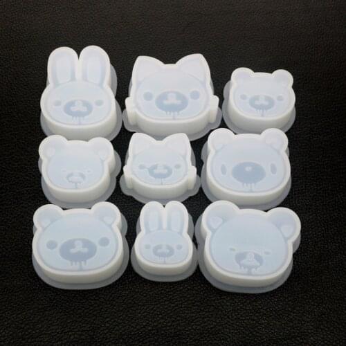 DIY triumphant crystal epoxy mold animal bunny bear pendant resin mold mirror making pendant creative handmade jewelry gift