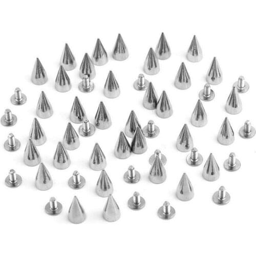 50pcs Punk Spike Rivet DIY Metal Cone Studs Leather Craft Spots Rock Clothing Shoes Bags Decoration Supplies