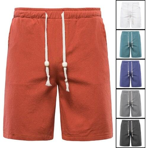 2020 New Casual Shorts Men Summer Male Fitness Men Shorts Male Solid Cotton Linen Fashion Breathable Joggers M-5XL