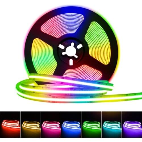 5m FCOB RGB LED Light Strip 840 LEDs 15w/m Flexible Soft COB Colorful Tape High Density RA90 Linear Dimmable DC24V Car Room Tape