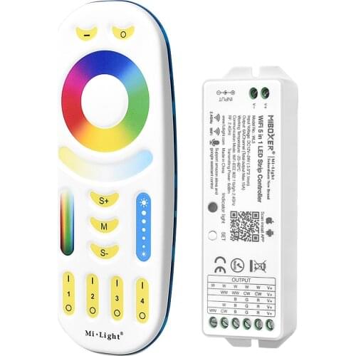 RGB+CCT LED Strip WiFi Controller Compatible with Alexa Google Home Smartphone APP Control with 2.4G RGBWW remote
