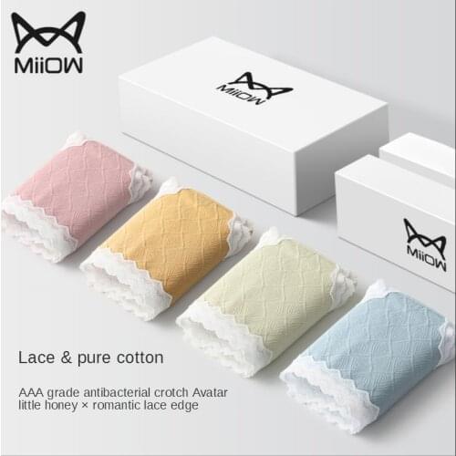 MiiOW Lace Panties Feminine Charming Students Korean Girl Students Pure Cotton Antibacterial Mid-waist Shorts Ladies New Arrival
