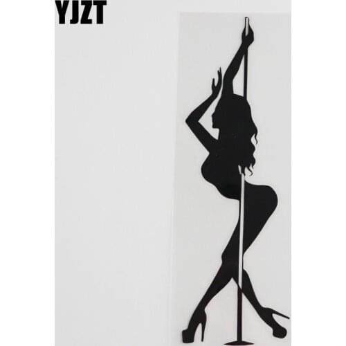 YJZT 5.8CMX17.9CM Pole Dance Stripper Sexy Hot Girl Vinyl Car Sticker Black/Silver 8A-0412