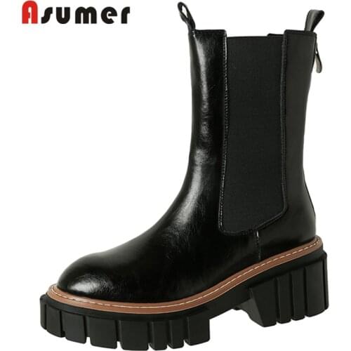 Asumer 2022 New Fashion Chelsea Boots Women Shoes Autumn Winter Comfortable Square Heel Platform Shoes Women Ankle Boots
