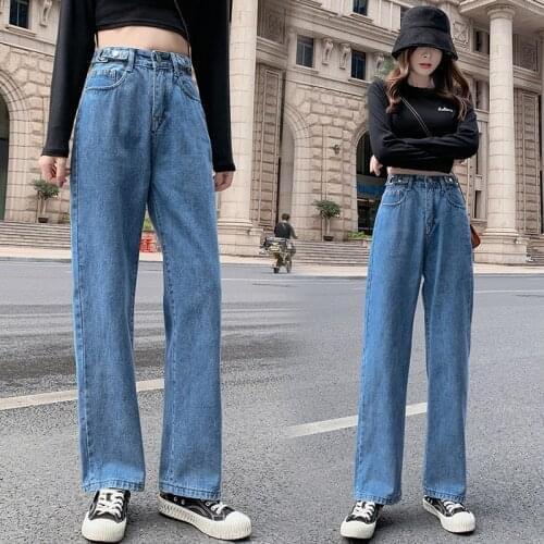 Women Pants Streetwear wide-legged Jeans New Spring Autumn High Waist Straight Leg Show Thin Pants For Women Dropshipping WBX729