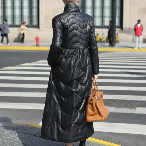 Winter Sheepskin Genuine Leather Duck Down Coat Women Korean Long Jacket Chaqueta Mujer GGS18D00831YY813