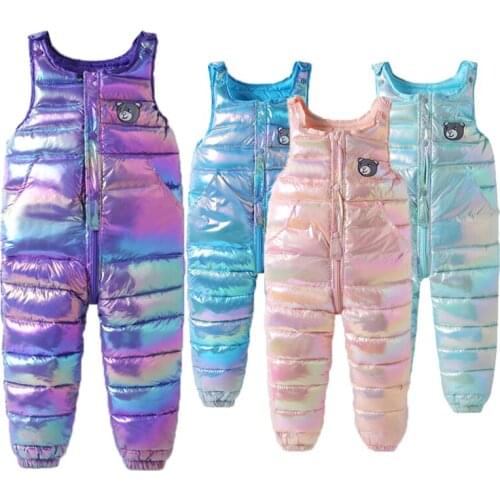 2021 Winter Girls Boys Overalls 1-5 Years Autumn Baby Boy Girl Thick Warm Pants Kids Jumpsuit Fashion Children Ski Down Overalls