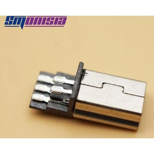 Smonisia 20pcs Mini USB 5 P Male Plug DIY SMT Mini USB Connector Silver Tone