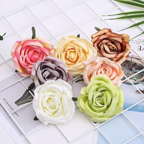 3/10pcs 7cm artificial peony silk flower head for home wedding decora DIY flower wall accessories scrapbook crafts fake flowers