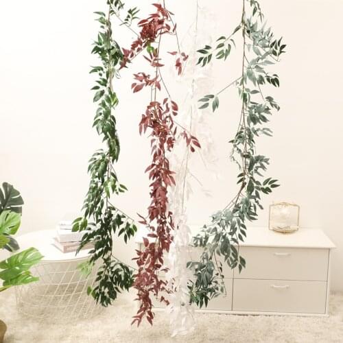 3Pcs 170cm Simulation Willow Leaves Vine Artificial Plants Wall Hanging Wedding Road Guide Arrangement Home Decor Plant Rattan