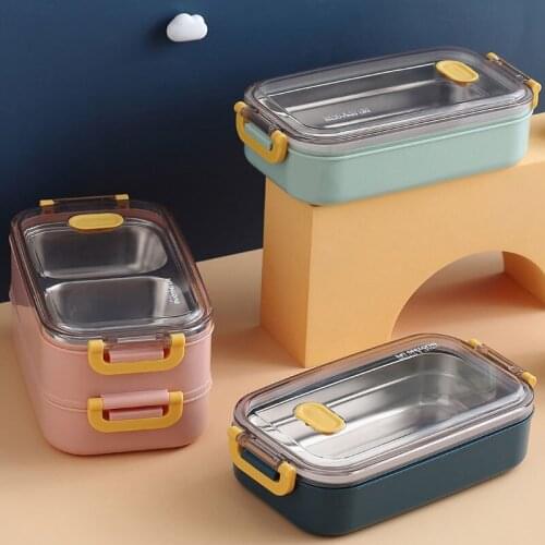304 Stainless Steel Thermal Lunch Box Office Worker Bento Box Single/Double Layer Student Children Food Storage Container Store