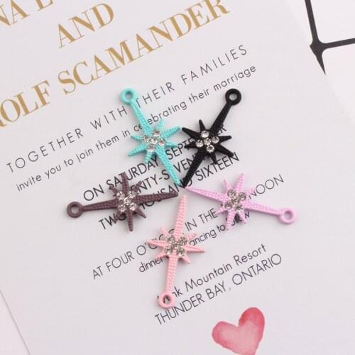 5 Color Spray paint Crystal Six-star Enamel Charms for Jewelry Making DIY Handmade Jewelry Accessories Dangle Charms