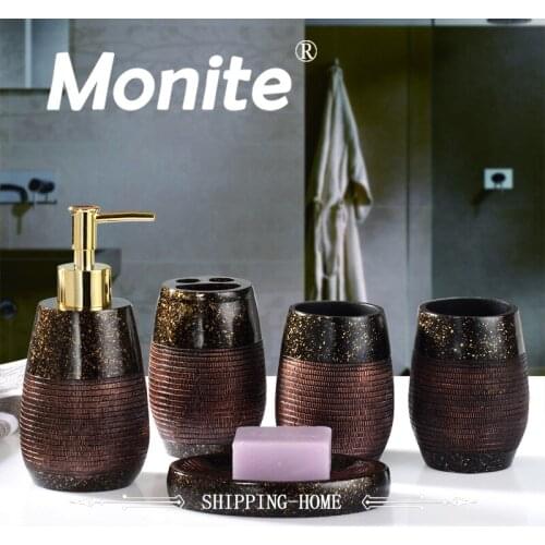 Concise Style Bathroom Set 5Pcs Tooth Brash Holder Soap Dish Dispenser Rince Cup Household 5 sets Bathroom Accessories