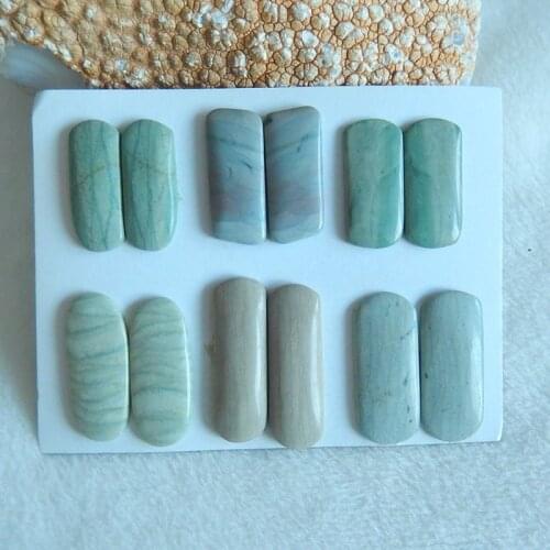 6 Pairs Wave Jasper fashion Cabochon Pairs,30x13x3/34x11x5mm,30.2g