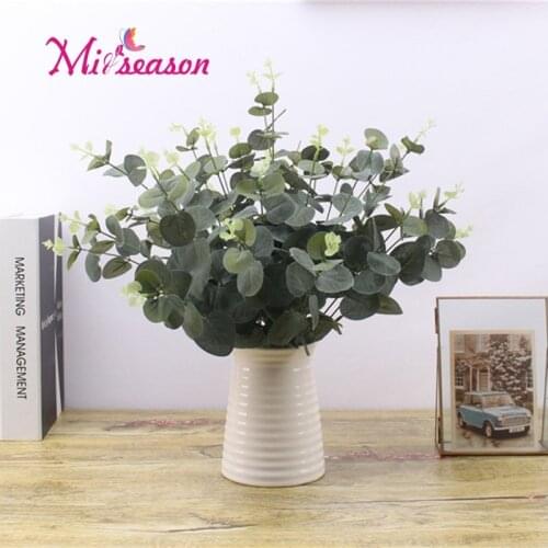 37cm Green Artificial Leaves Large Eucalyptus Leaf Plants Wall Material Decorative Fake Plants For Home Shop Garden Party Decor