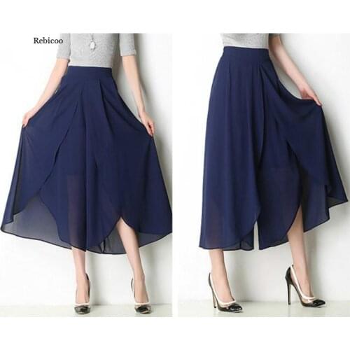Women Summer Loose Pants Ankle Length High Waist/chiffon Skirt/wide Leg Pants Women Plus Size Trousers 6Xl Trousers