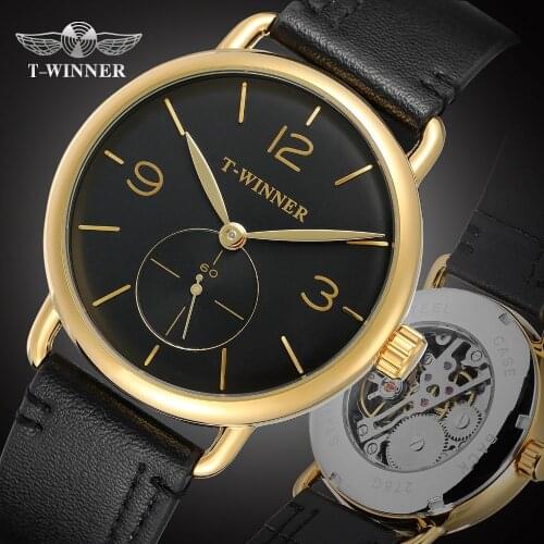 WINNER Luxury Brand Mens Watches Classic Fashion Automatic Mechanical Watch Male Military Sport Genuine Leather Clock Relogio