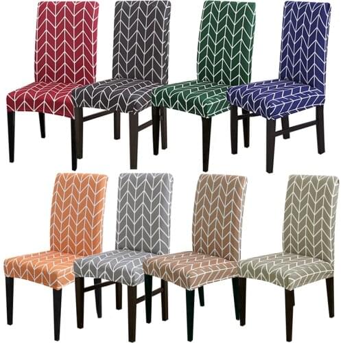 Kitchen Chair Cover Dining Seat Cover Geometric Pattern Slipcover Chair Removable Furniture Covers Anti-Dust Spandex Chair Cover