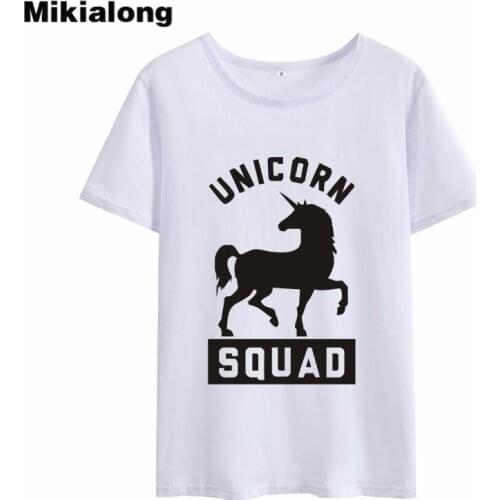 Mikialong UNICORN SQUAD T Shirt Women Casual 100% Cotton Graphic Tees Women Summer Tops Short Sleeve Ulzzang Camisas Mujer 2018