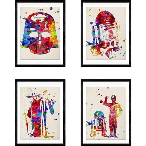 Star Wars Watercolor Canvas Painting Art Cartoon Posters and Prints Mural Pictures Children Room Home Wall Decoration Kids Gifts