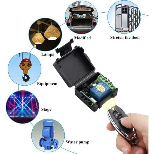 KEBIDU Universal AC 220V 110V 120V 1CH Relay Receiver Module and Controller 433Mhz Remote Control Switch for Light,Door, Garage