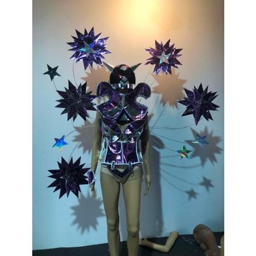 Halloween costumes Party girl Purple armor space warrior cosplay costume bar commercial dance team parade custom