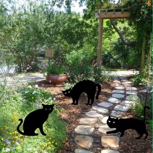 Creative Acrylic Garden Stakes Black Cat Silhouette Art Ornament Halloween For Animales Decoracion Jardin Exteriorgallinas