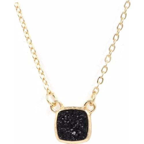 Fashion Square Shape Resin Druzy Necklace Choker Necklace Jewelry for Women