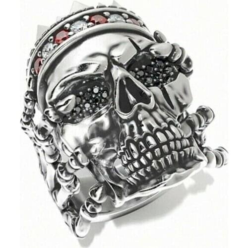 Popular Rock Punk Skull Gold Party Ring for Men Hip Hop Size 8-13 Jewelery Gift