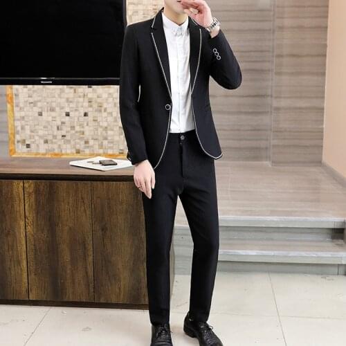 Fall 2021 Mens Striped Suit Leisure Professional Labor Suit Suit Two Pieces