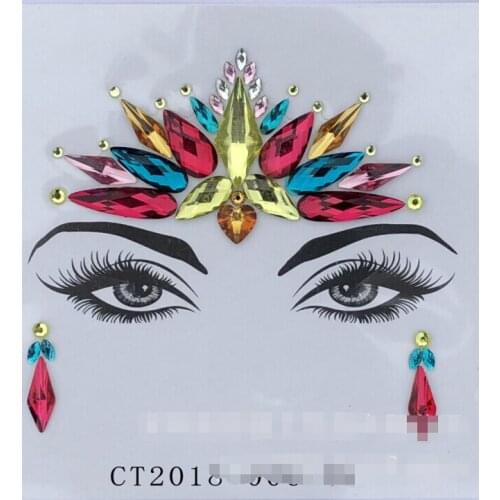 New Acrylic Resin Drill Stick Bindi Sticker Handpicked Bohemia And Tribal Style Face And Eye Jewels Forehead stage Decor Sticker