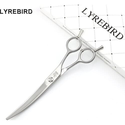 Dog Grooming Scissors Pet Curved Shears 6.75 INCH Professional Pet Scissors Matte Silver LYREBIRD NEW