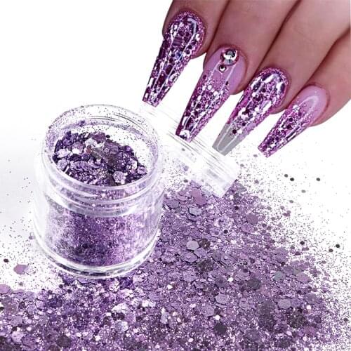 10ml Chunky Nail Glitter Sequins Mixed Hexagon Shape Sparkly Paillette Flakes Slices Mermaids Tips Nail Art Decorations Manicure