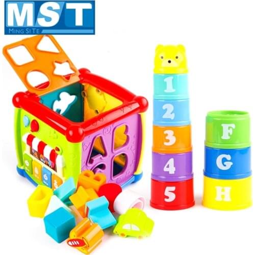 Learning Activity Cube Musical Toys Games Gear Clock Geometric Blocks Tower Bear Figures Letters Sorting Folding Stacking Cups