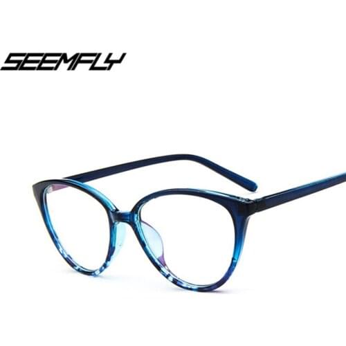 Seemfly Cat Eye Glasses Men Women Fashion Retro Clear Lenses Eyeglasses Spectacle Plain Mirror Female Goggle Unisex Eyewear New